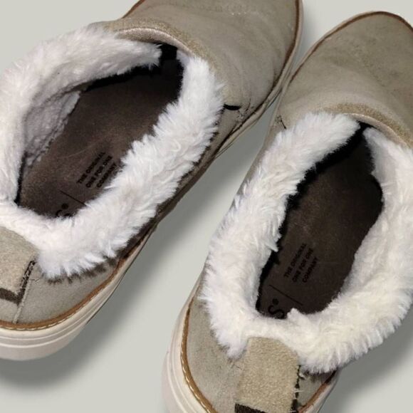 Tom's‎ Womens Fleece Slippers Size 7 Paxton Natural Suede Flat Rubber Sole - Picture 7 of 11